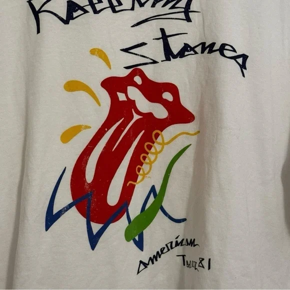 Rolling Stones American Tour 81 Shirt Mens Medium White Graphic Band Tee - Picture 2 of 4